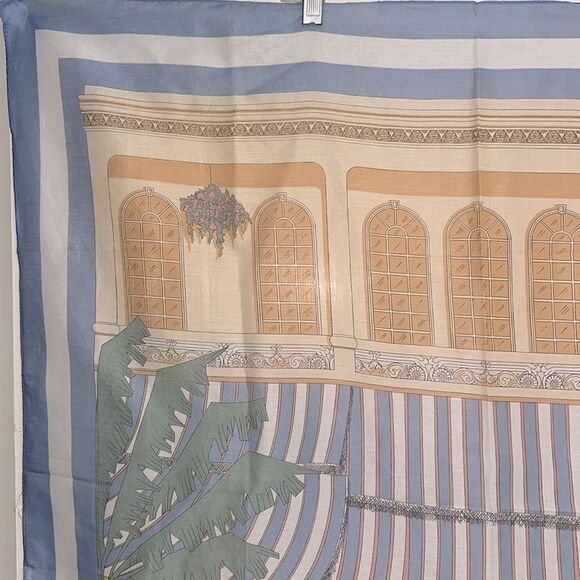 Vintage 1987 Ginnie Johansen Large Thin Cotton Architectural Print Scarf - Picture 2 of 9